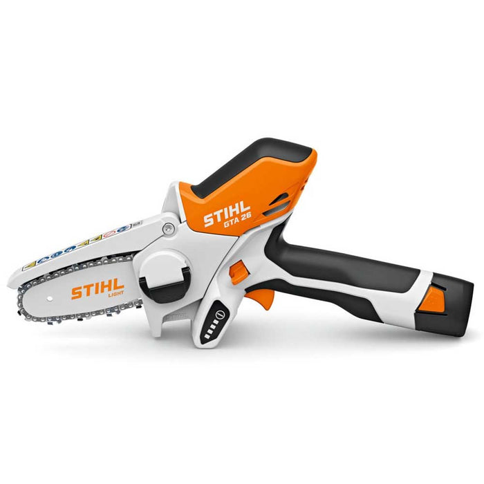 STIHL GTA 26 battery garden pruner set with AS 2 battery, charger, and carry bag. Compact, powerful, and versatile for pruning, cutting, and DIY. Available at Cannings — your STIHL Elite Dealer. 4