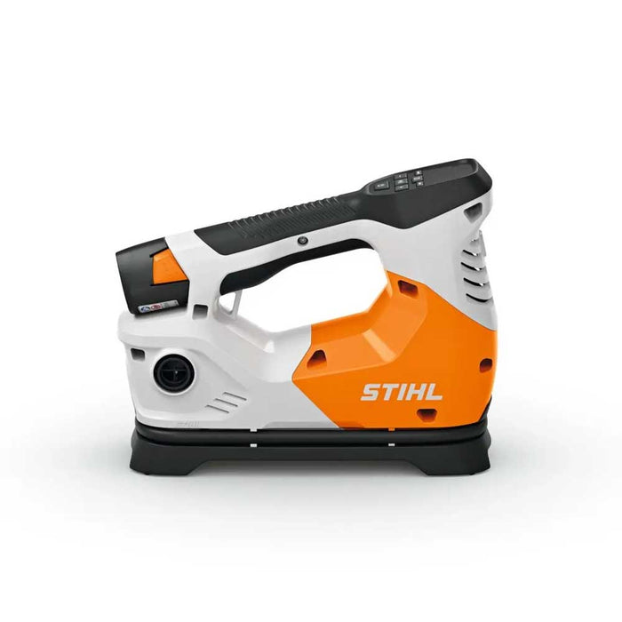 Compact and powerful, the STIHL KOA 20 battery compressor makes inflating tyres, sports gear, and inflatables simple. Includes battery and charger. Available at Cannings — your STIHL Elite Dealer. 8