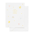 Greeting card with 'Good things are coming your way' text and decorative elements on a white background