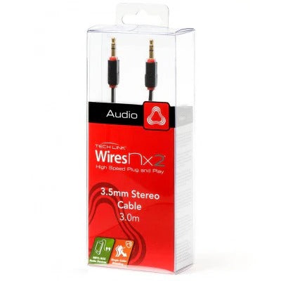TECHLINK 3.5MM Stereo - 3.5MM Stereo 3M / 9Ft Lead Black | 710263TL