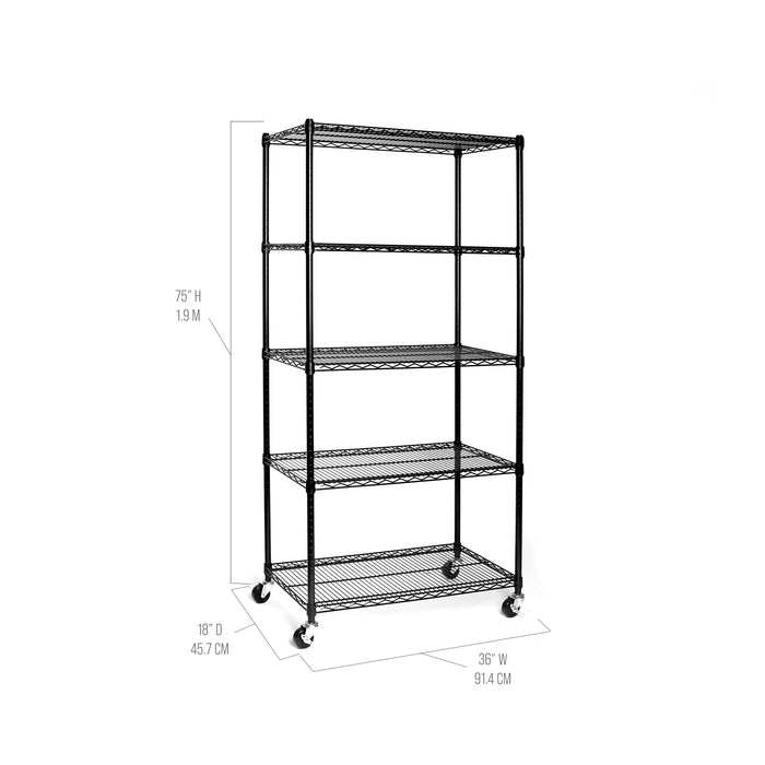 UltraDurable® 5-Tier NSF-Certified Steel Shelving, Black
