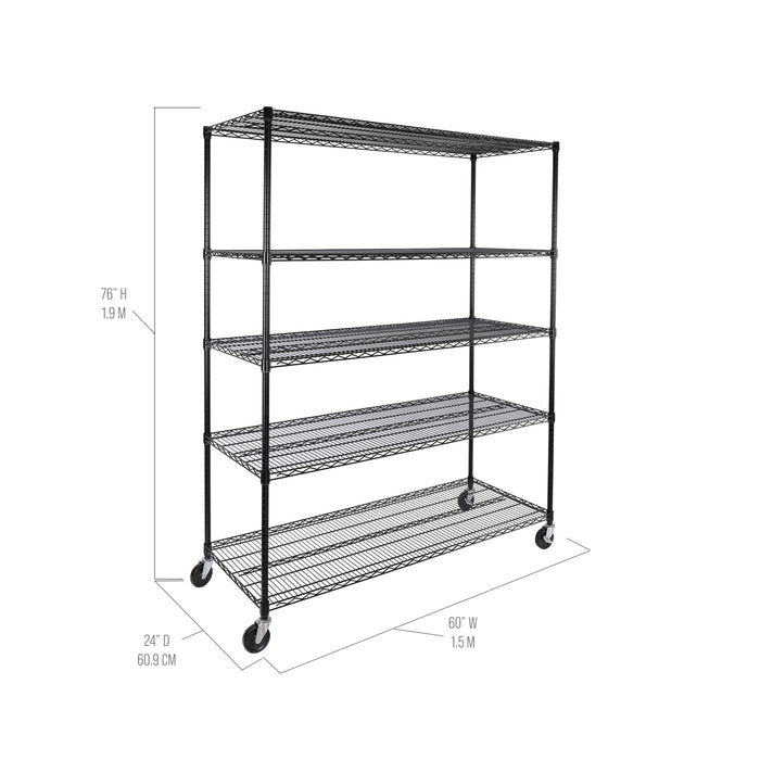UltraDurable® 5-Tier NSF-Certified Steel Shelving, Black