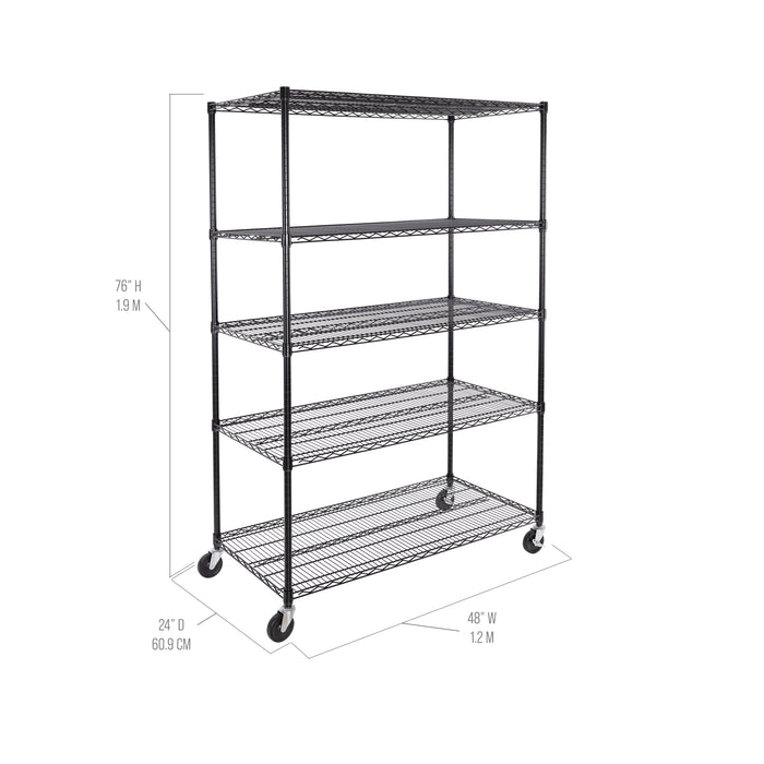 UltraDurable® 5-Tier NSF-Certified Steel Shelving, Black