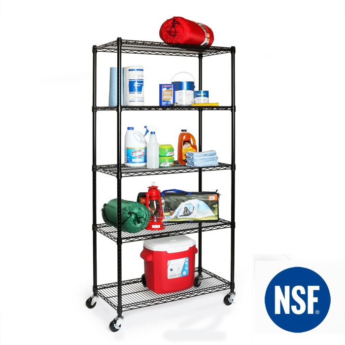 UltraDurable® 5-Tier NSF-Certified Steel Shelving, Black