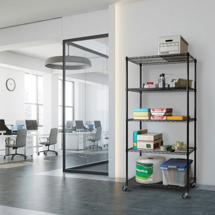 UltraDurable® 5-Tier NSF-Certified Steel Shelving, Black
