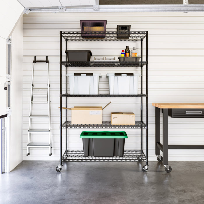 UltraDurable® 5-Tier NSF-Certified Steel Shelving, Black