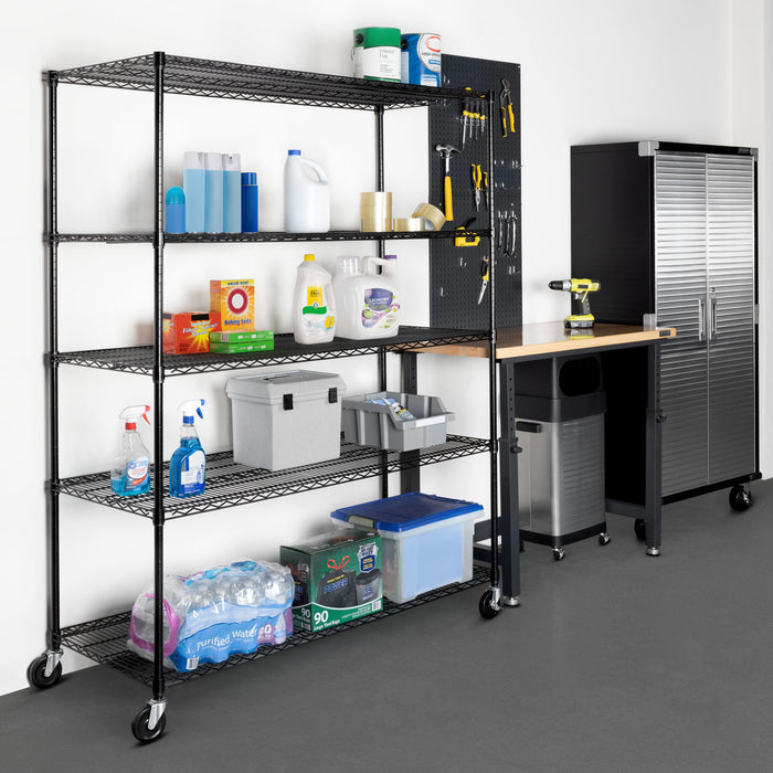 UltraDurable® 5-Tier NSF-Certified Steel Shelving, Black