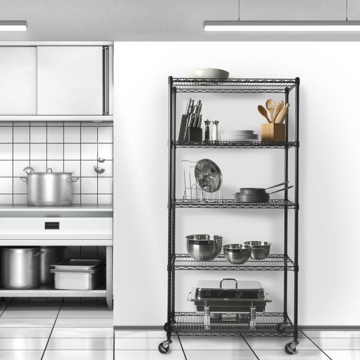 UltraDurable® 5-Tier NSF-Certified Steel Shelving, Black
