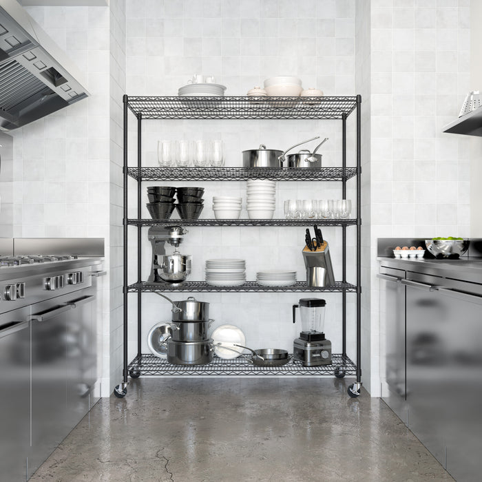 UltraDurable® 5-Tier NSF-Certified Steel Shelving, Black