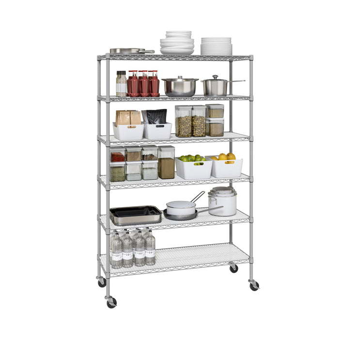 Granite shelf propped with kitchenware on white background