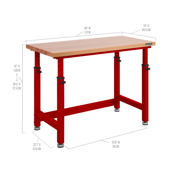 UltraHD® Height Adjustable Workbench, Red