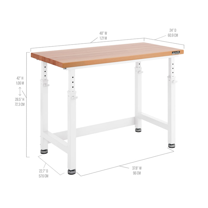 UltraHD® Height Adjustable Workbench, White