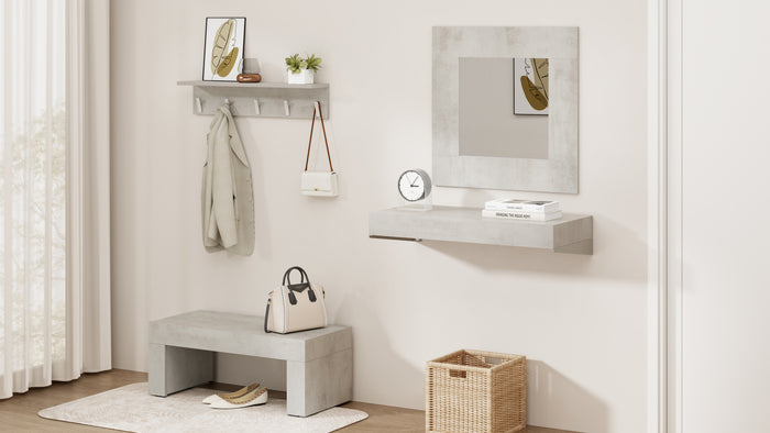 Wall coat hanger, Rachele, 15.74 in, Concrete Effect, Grey