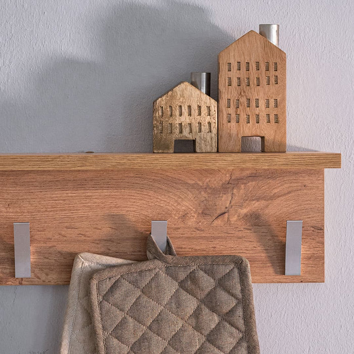 Wall coat hanger, Rachele, 23.62 in, Rustic Oak