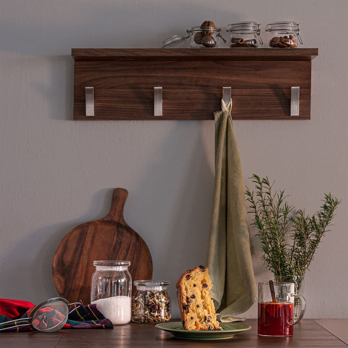 Wall coat hanger, Rachele, 23.62 in, Walnut