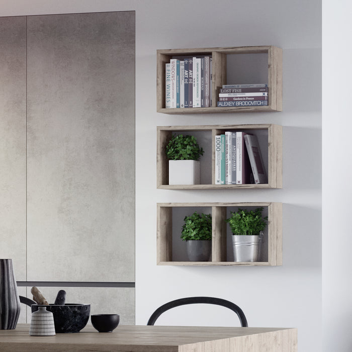 Wall-mounted Cube Shelf, First, Oak