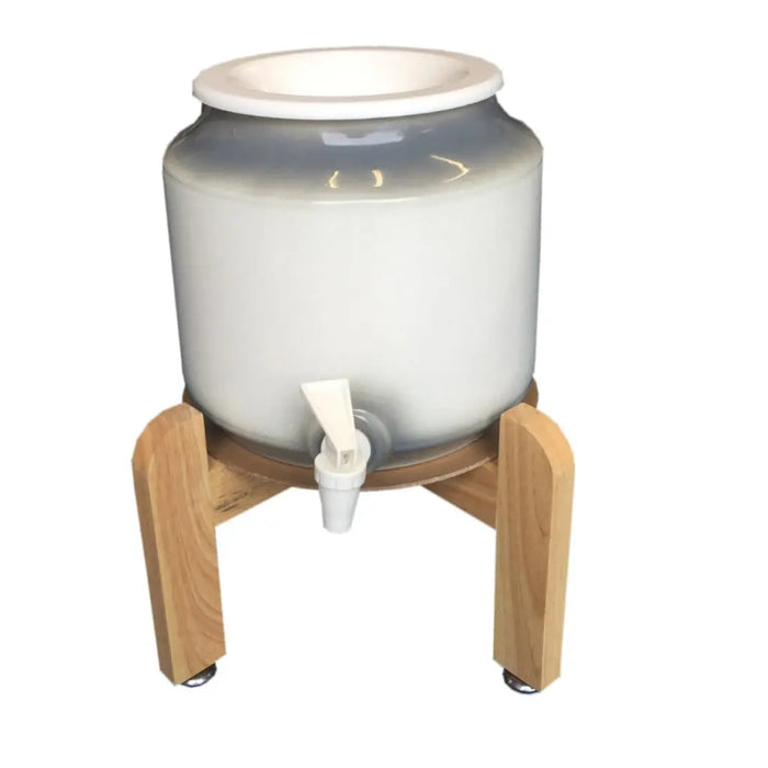 Waterworks water well crock gray stand