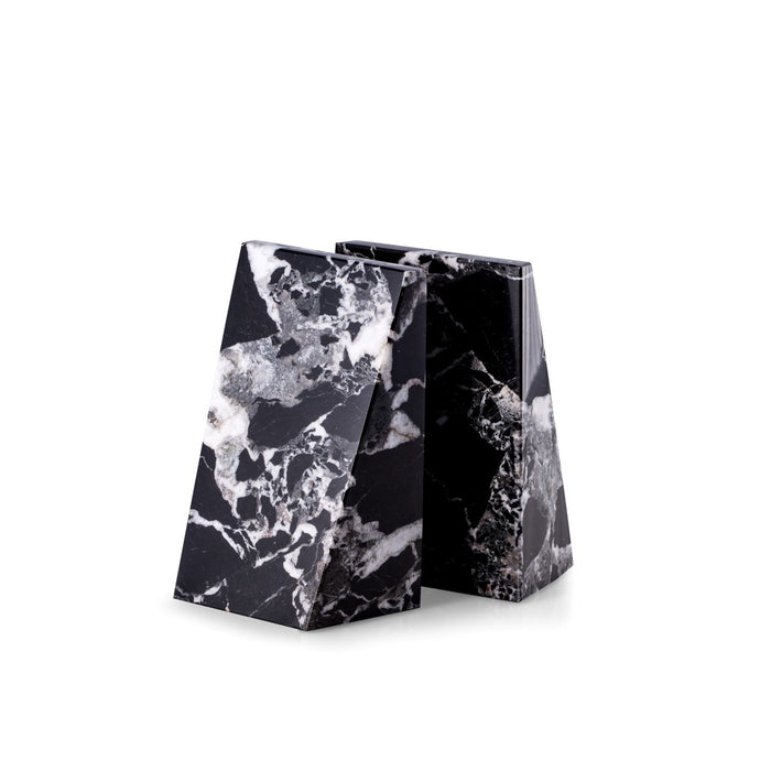 Whitney Marble Bookends, Zebra Black
