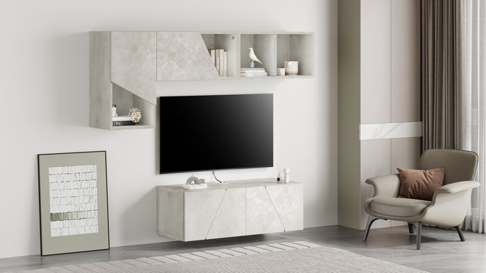 X Wall Unit 27.55 in Without Door, Concrete Effect, Grey