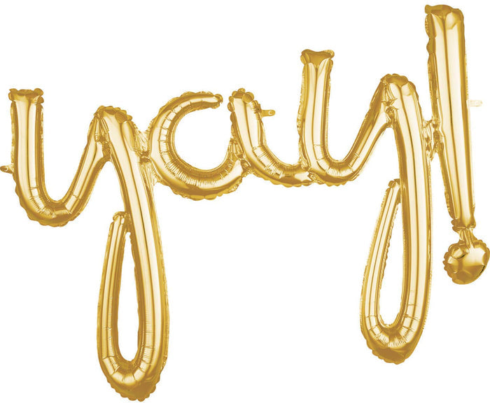 Yay! Gold Foil Balloon Banner