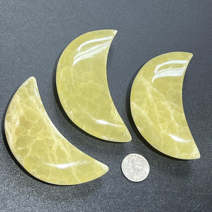 Yellow Calcite Crescent Moon Shape Carving